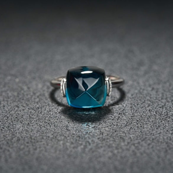 14k Gold 9.95 Ct Natural Topaz & Diamond Ring - 2