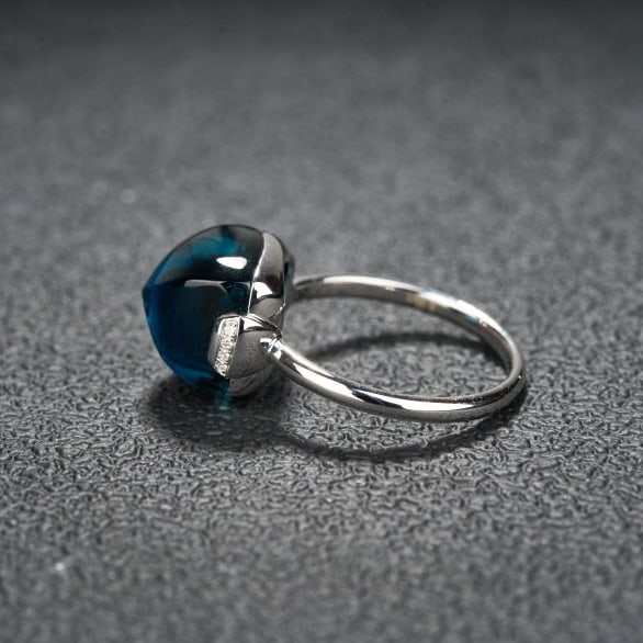 14k Gold 9.95 Ct Natural Topaz & Diamond Ring - 5