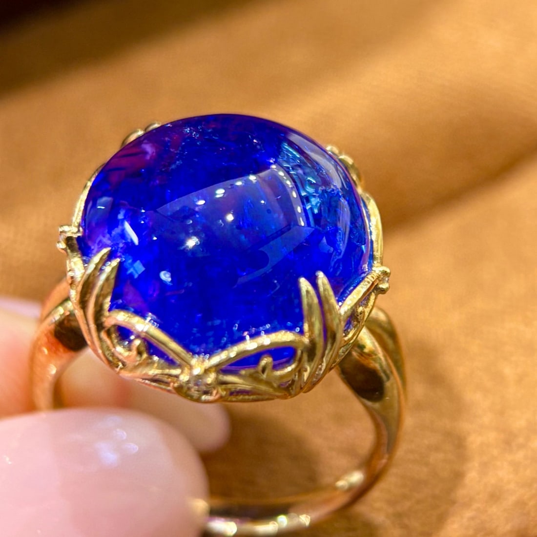 14k Gold 16.45 Ct Natural Tanzanite & Diamond Ring - 5