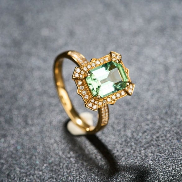 14k Gold 2.4 Ctw Natural Tourmaline & Diamond Ring - 7