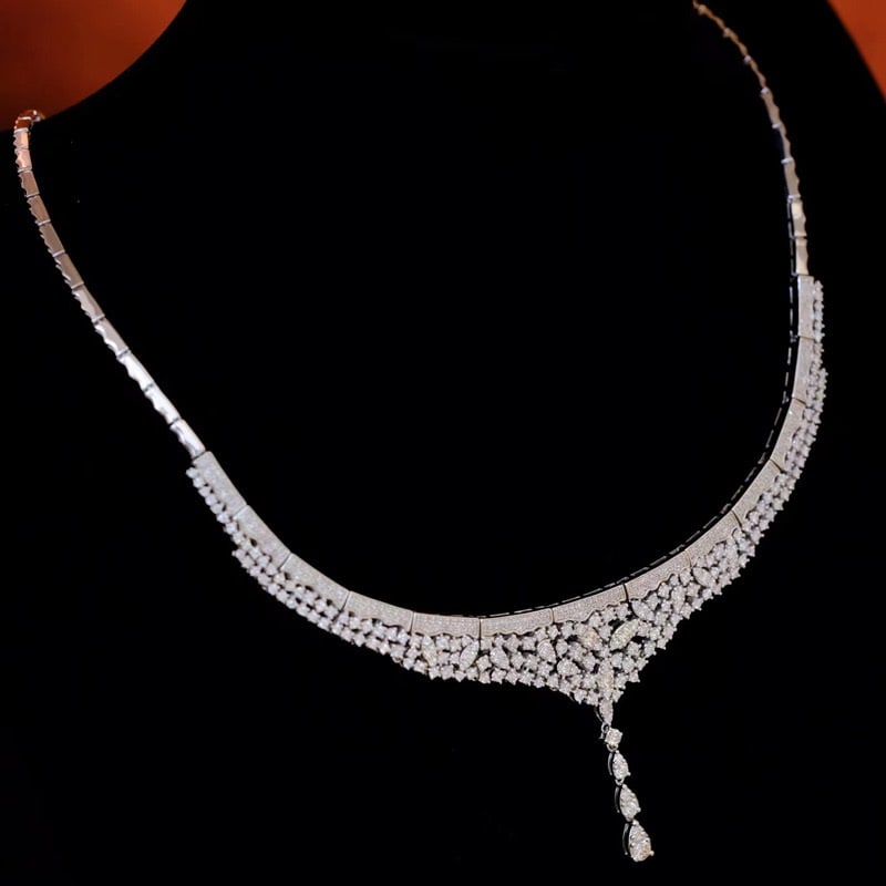 14k Gold 5.7 Ct Natural H Diamond Necklace - 2