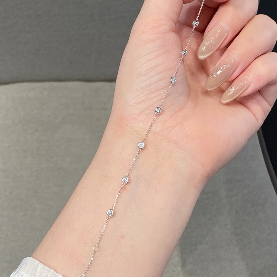 14k Gold 0.32 Ct Natural H Diamond Bracelet - 4