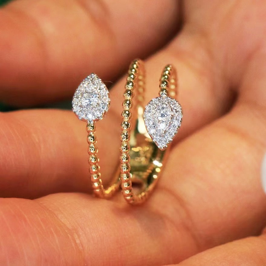 14k Gold 0.2 Ct Natural H Diamond Ring - 2