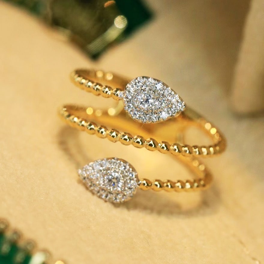 14k Gold 0.2 Ct Natural H Diamond Ring - 3