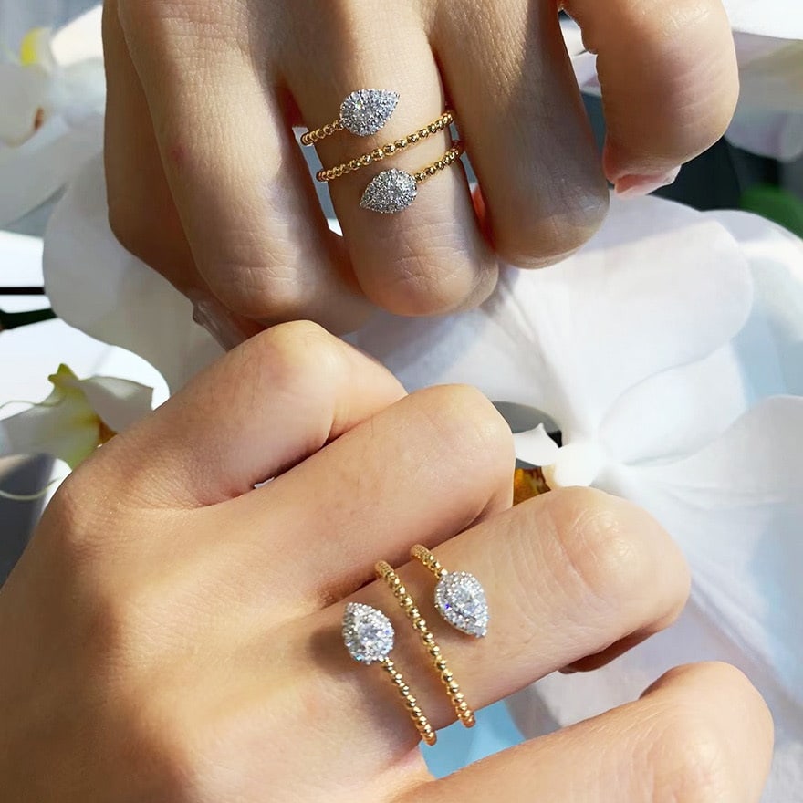 14k Gold 0.2 Ct Natural H Diamond Ring - 4