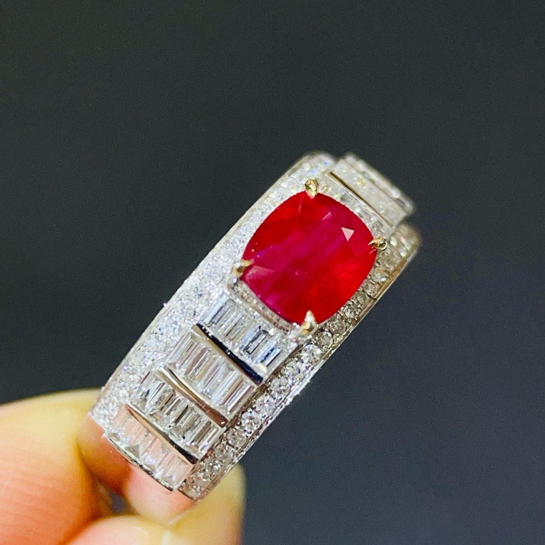 14k Gold 1.78 Ctw Vivid Red Natural Ruby & Diamond Ring - 2