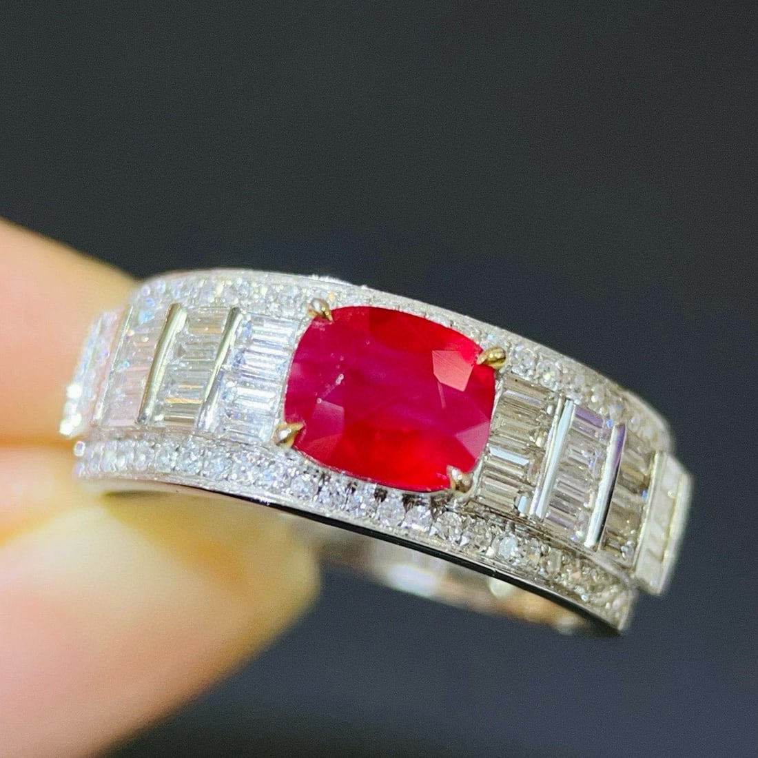 14k Gold 1.78 Ctw Vivid Red Natural Ruby & Diamond Ring - 3