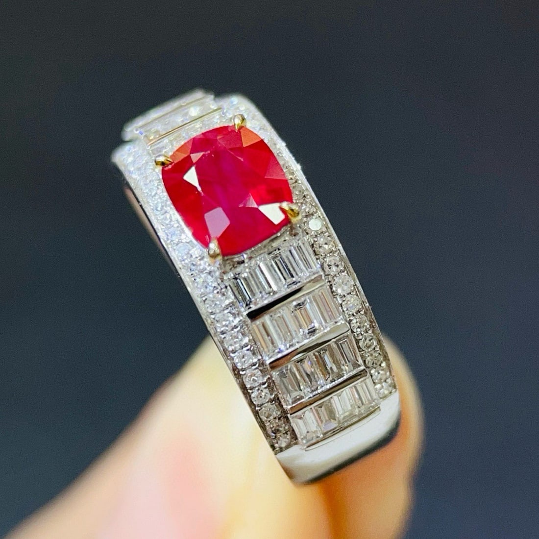 14k Gold 1.78 Ctw Vivid Red Natural Ruby & Diamond Ring - 4