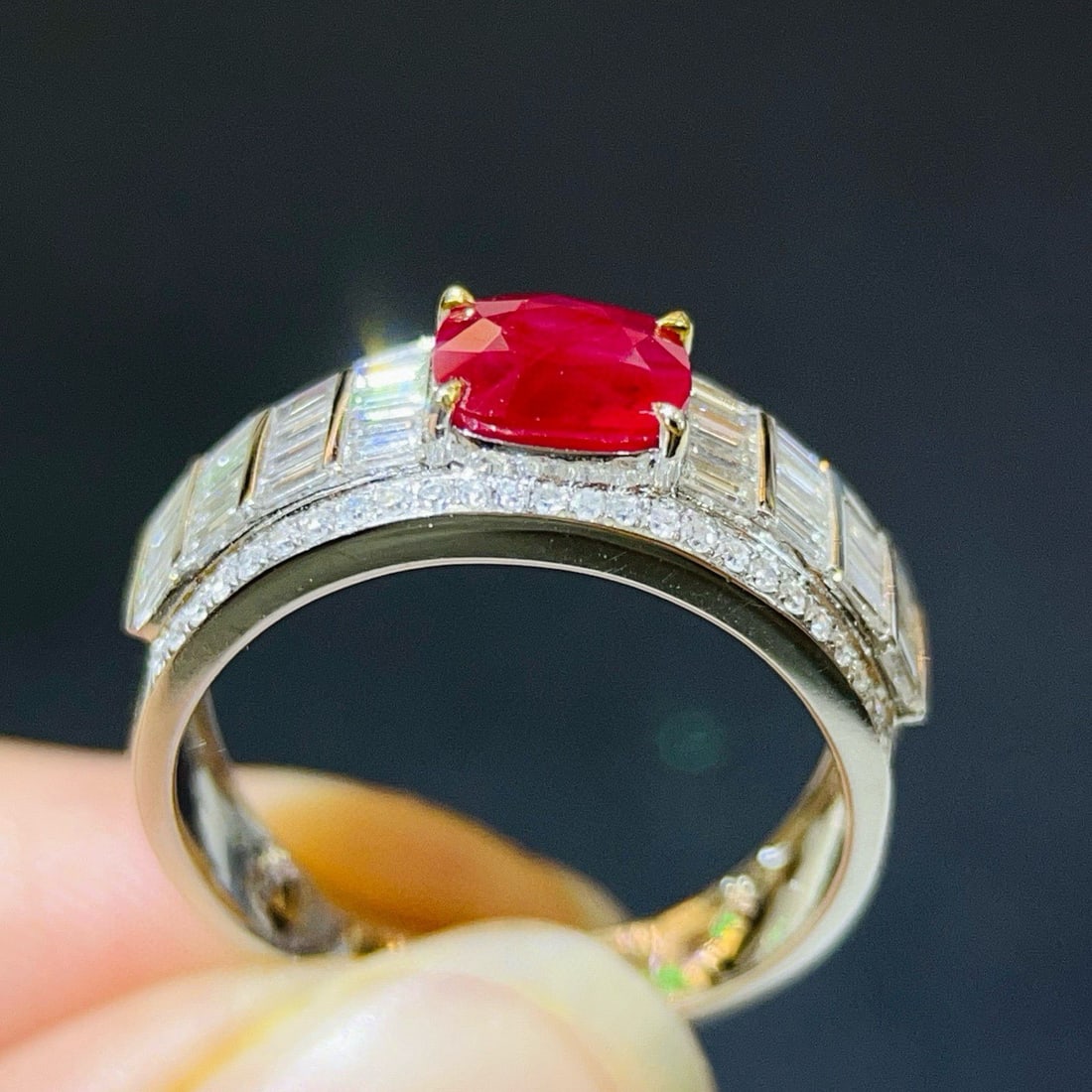 14k Gold 1.78 Ctw Vivid Red Natural Ruby & Diamond Ring - 5