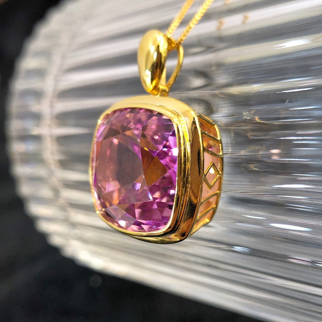 14k Gold 16.96 Ct Natural Kunzite Pendant( Without Chain ) - 5