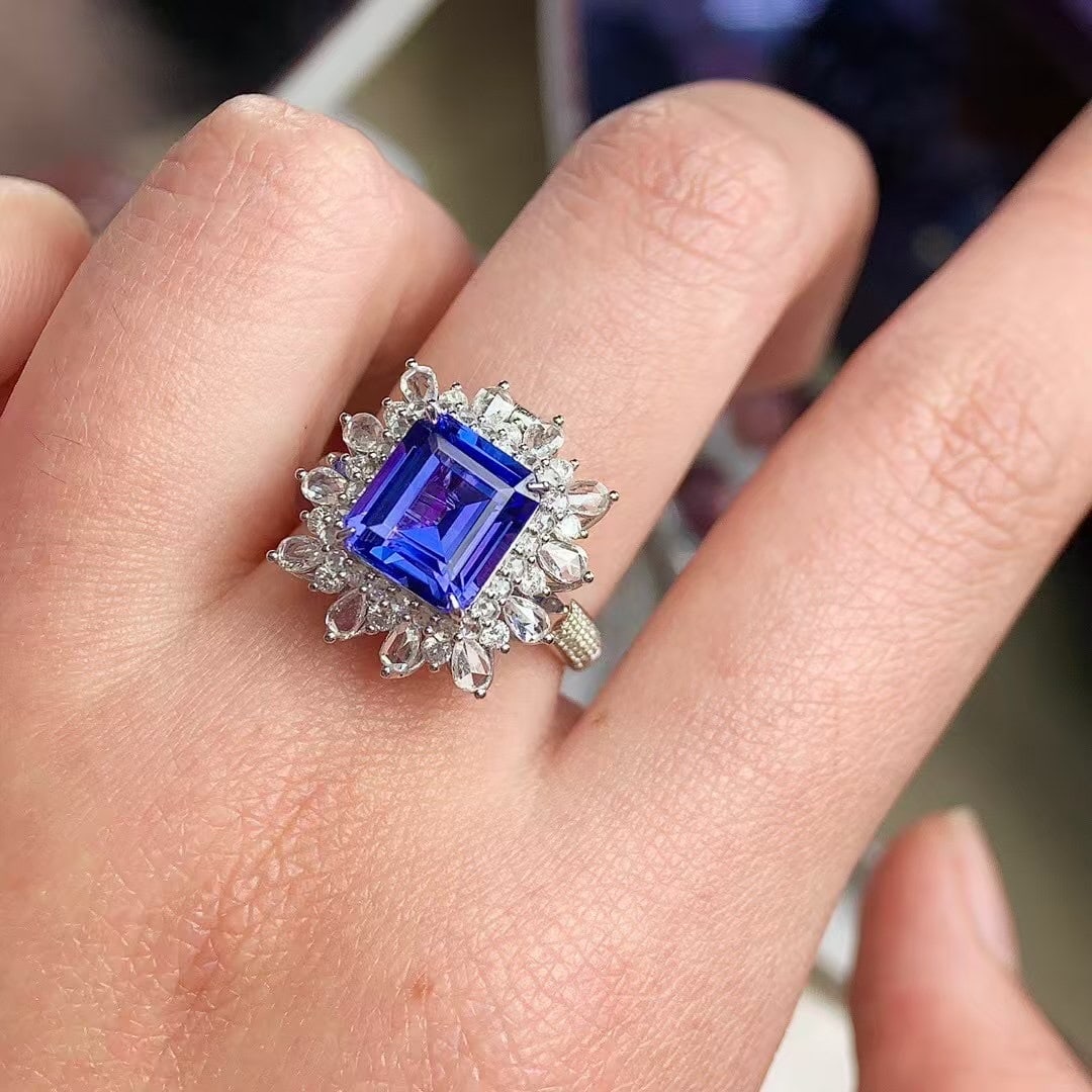 14k Gold 4.5 Ct Natural Tanzanite & Diamond Ring/pendant( Without Chain ) - 5