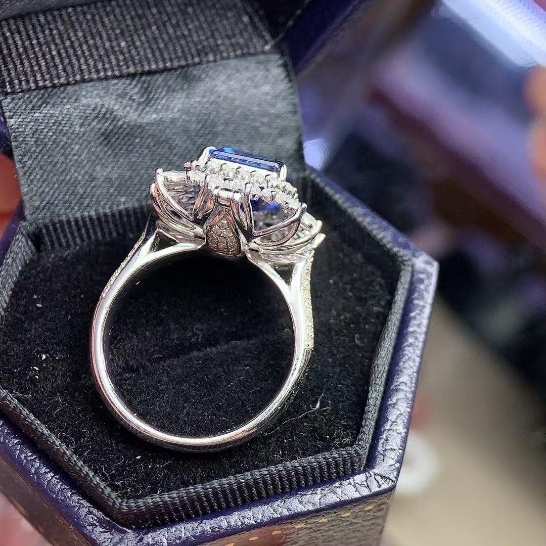 14k Gold 4.5 Ct Natural Tanzanite & Diamond Ring/pendant( Without Chain ) - 6