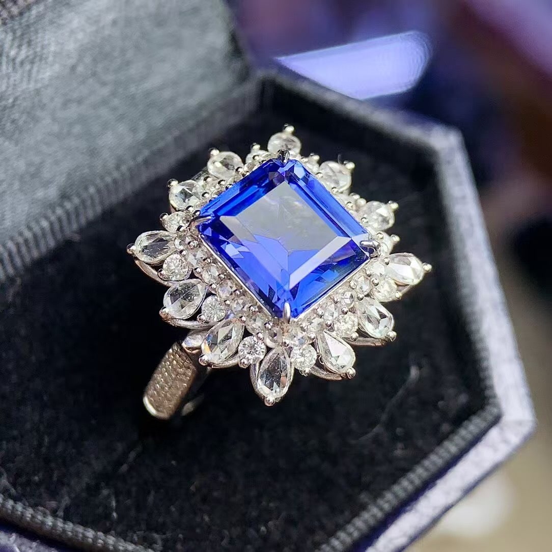 14k Gold 4.5 Ct Natural Tanzanite & Diamond Ring/pendant( Without Chain ) - 9