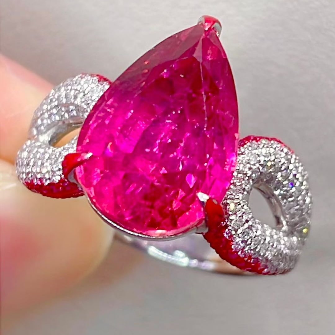 14k Gold 7.5 Ct Natural Tourmaline & Diamond Ring - 4