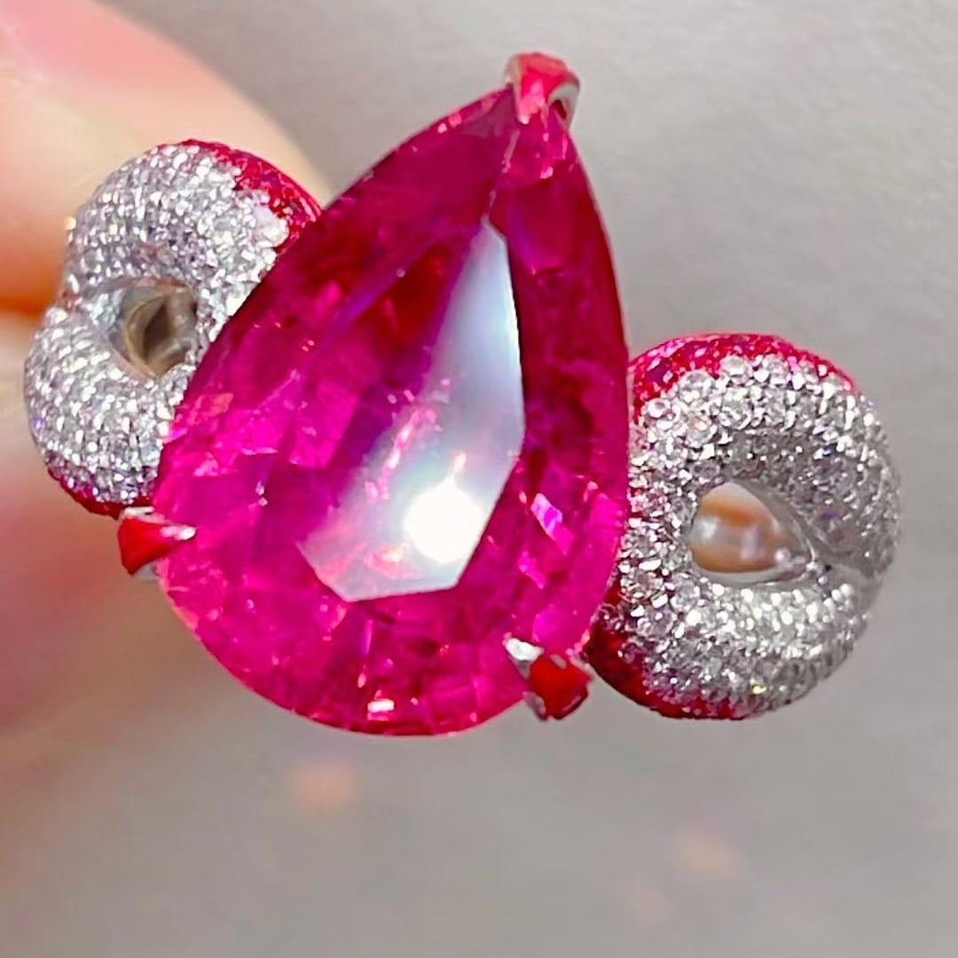 14k Gold 7.5 Ct Natural Tourmaline & Diamond Ring - 5