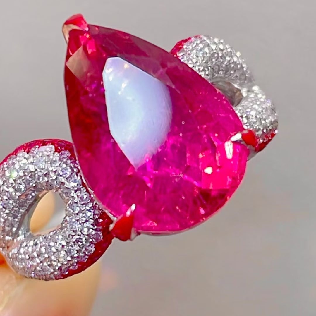 14k Gold 7.5 Ct Natural Tourmaline & Diamond Ring - 8