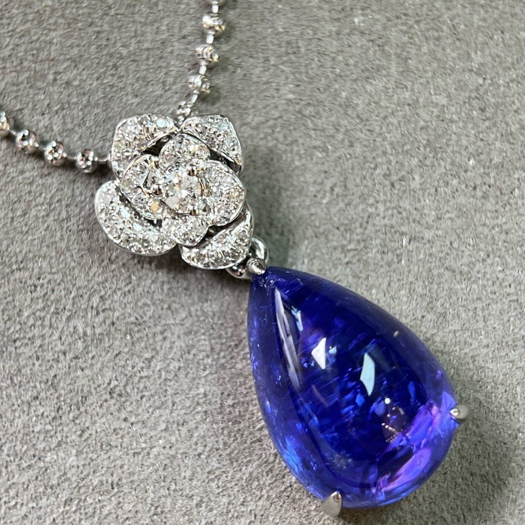 14k Gold 11.61 Ctw Natural Tanzanite & Diamond Pendant( Without Chain ) - 5
