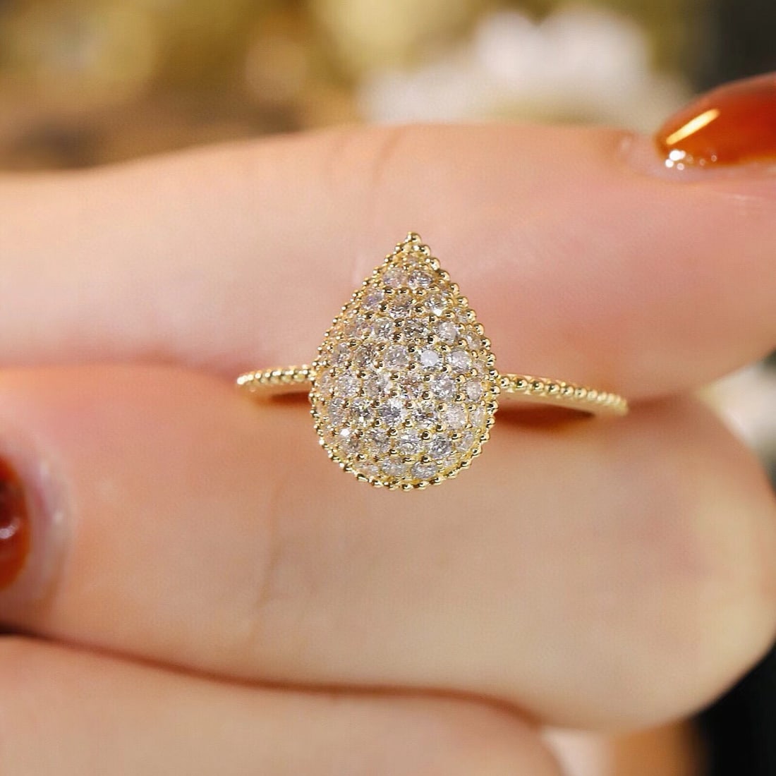 14k Gold 0.52 Ct Natural H Diamond Ring - 6