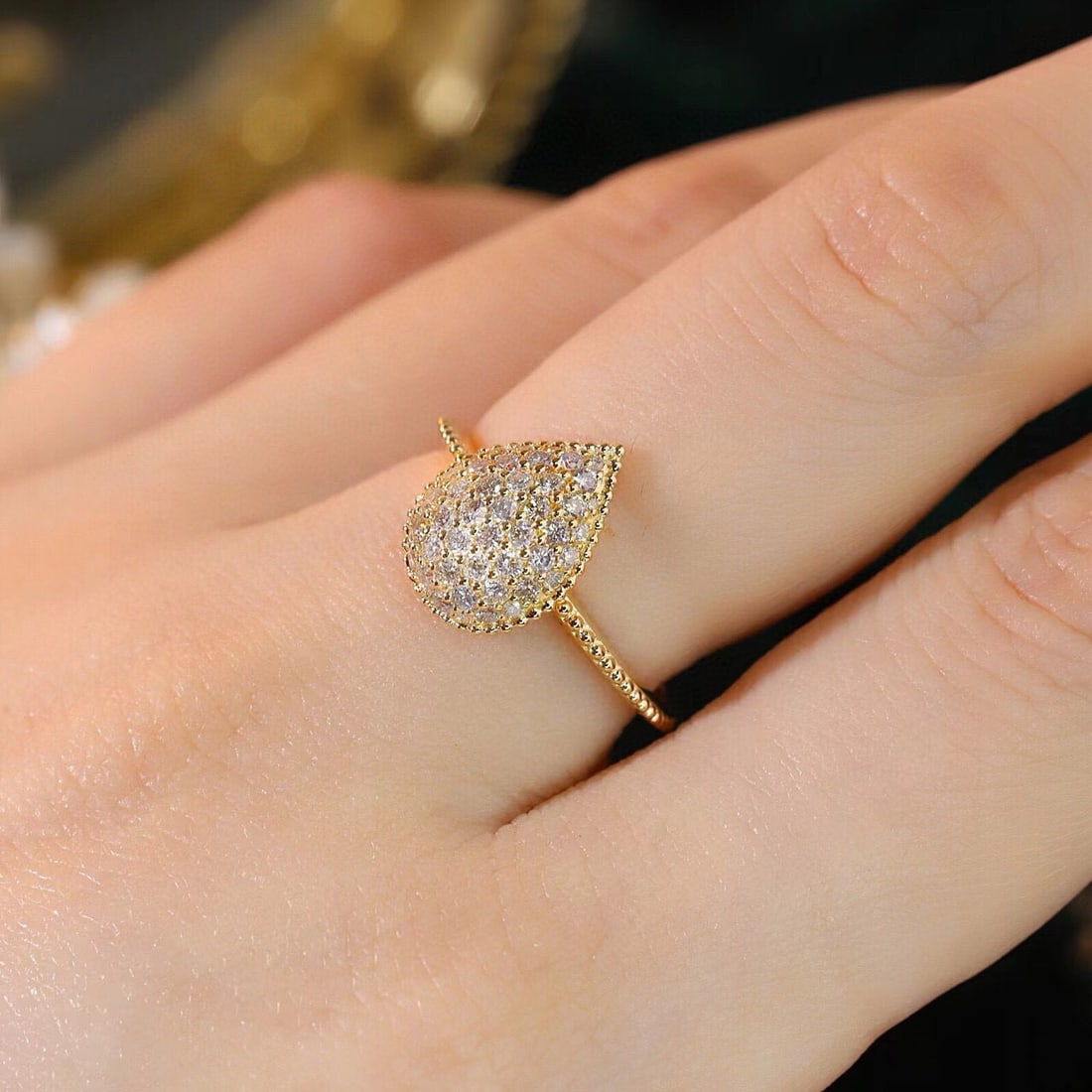 14k Gold 0.52 Ct Natural H Diamond Ring - 8