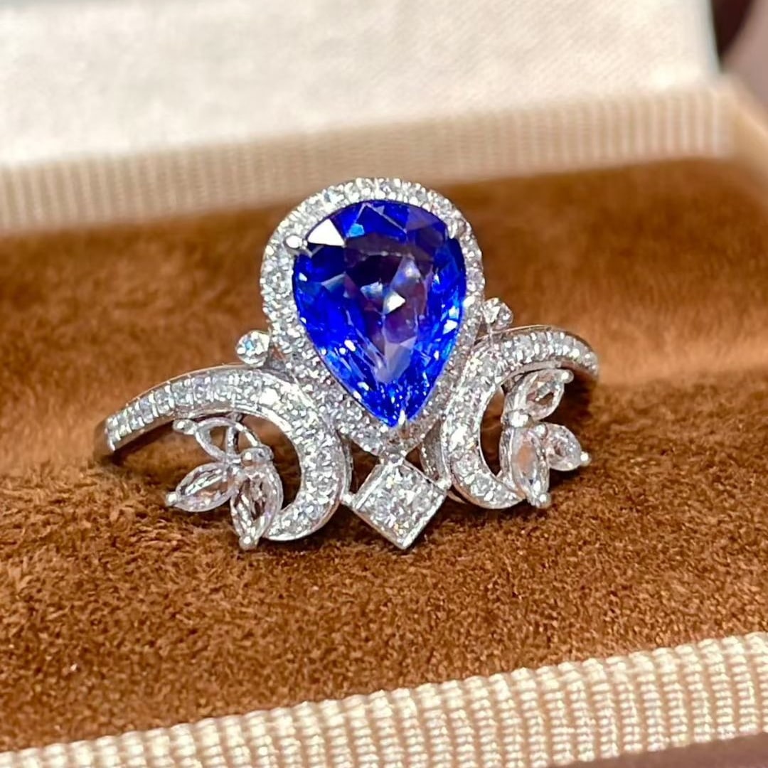 14k Gold 1.57 Ct Natural Sapphire & Diamond Ring - 3