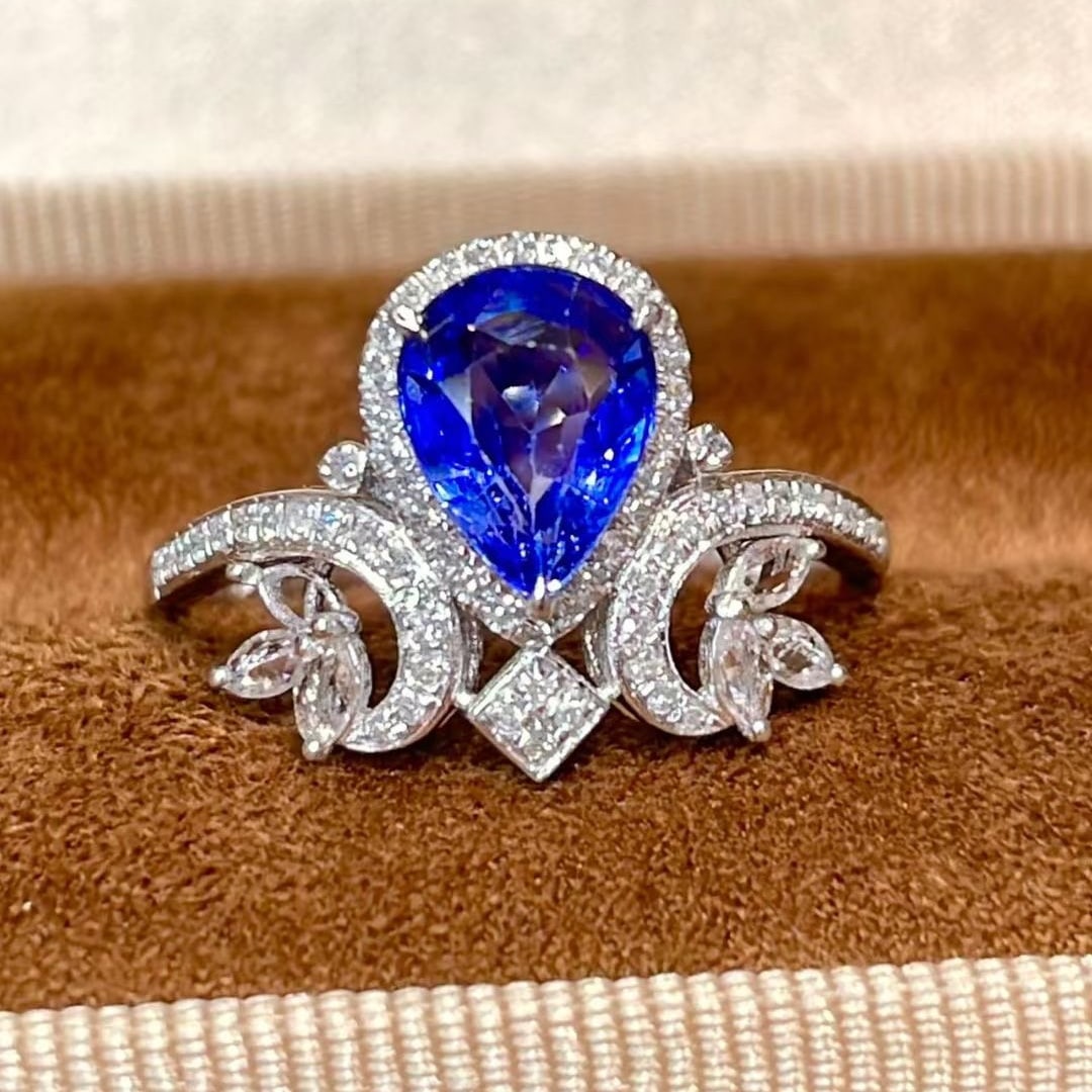 14k Gold 1.57 Ct Natural Sapphire & Diamond Ring - 4