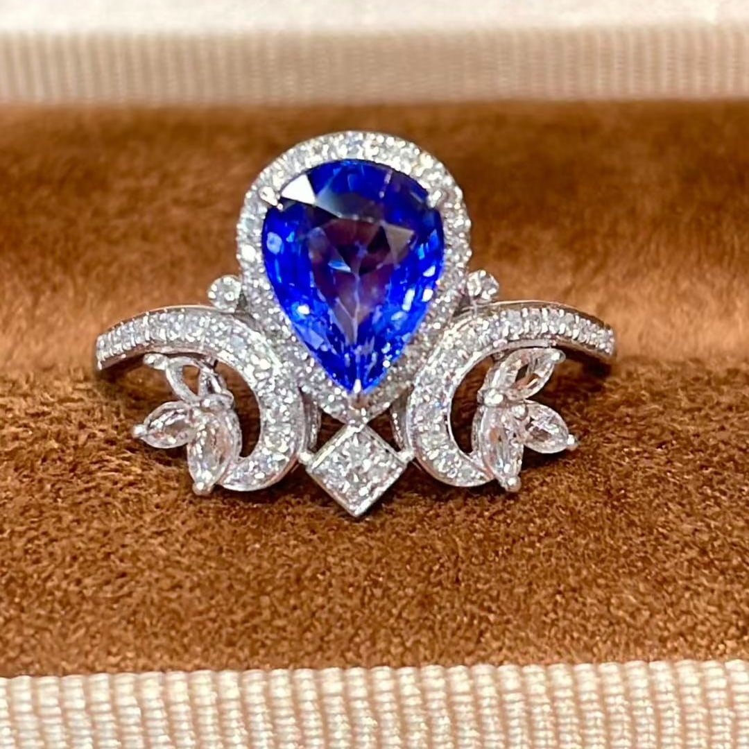 14k Gold 1.57 Ct Natural Sapphire & Diamond Ring - 5