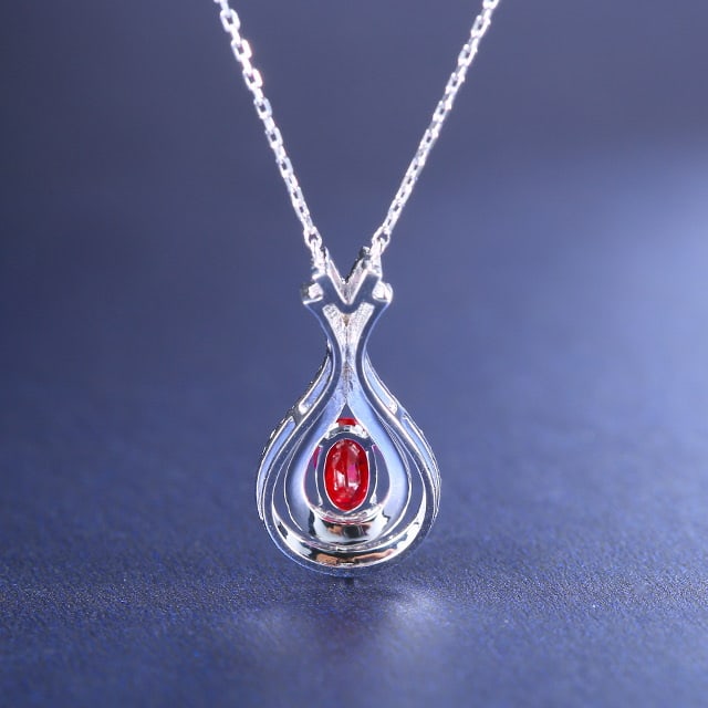 14k Gold 0.54 Ctw Natural Ruby & Diamond Necklace - 4