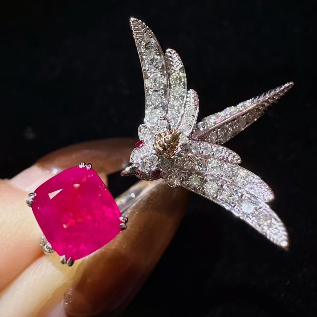 14k Gold 2.96 Ctw Natural Ruby & Diamond Ring - 4