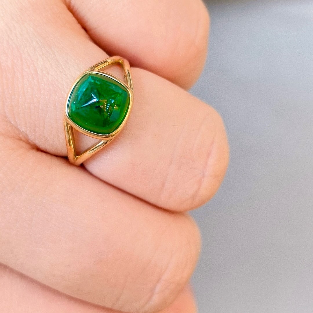 14k Gold 3.72 Ct Natural Emerald Ring - 5