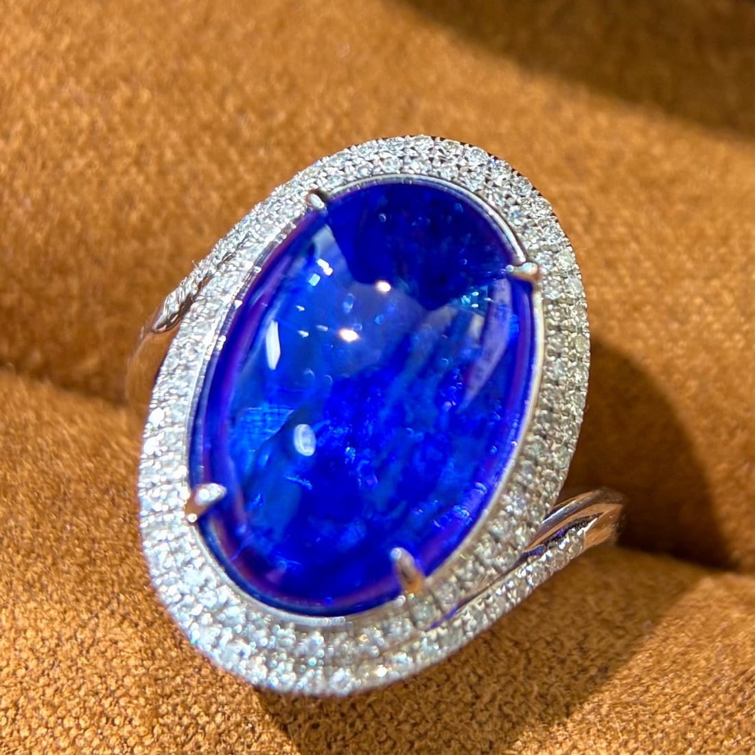 14k Gold 11.78 Ctw Natural Tanzanite & Diamond Ring - 7