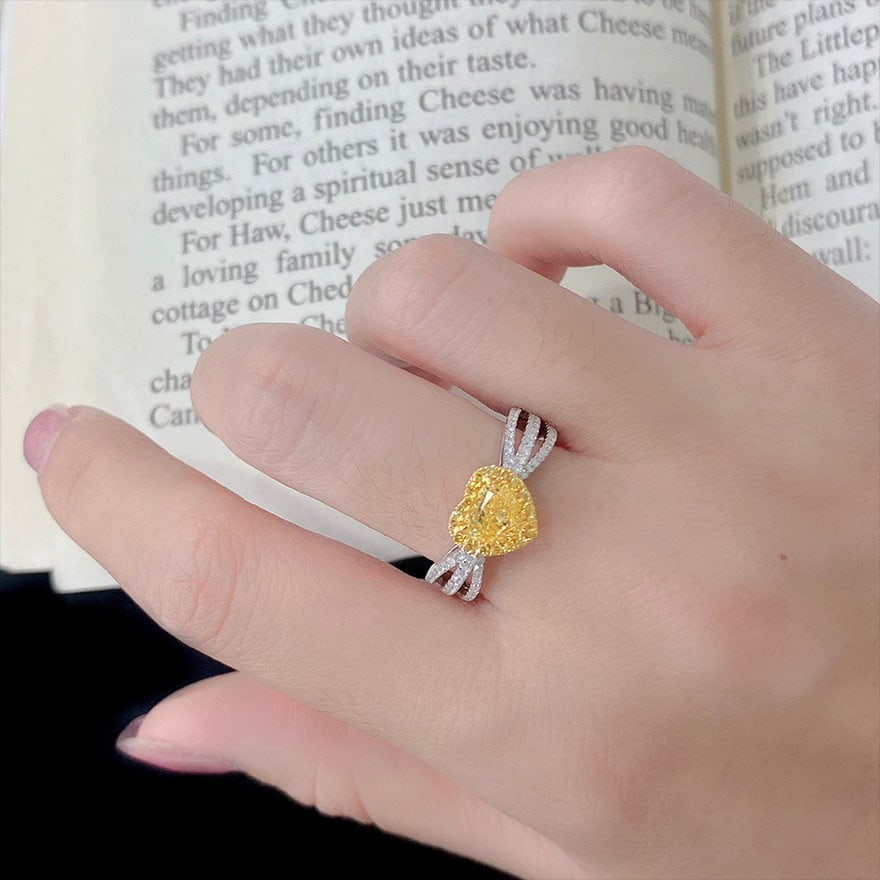 14k Gold 1.12 Ctw Natural Yellow Diamond & Diamond Ring - 4