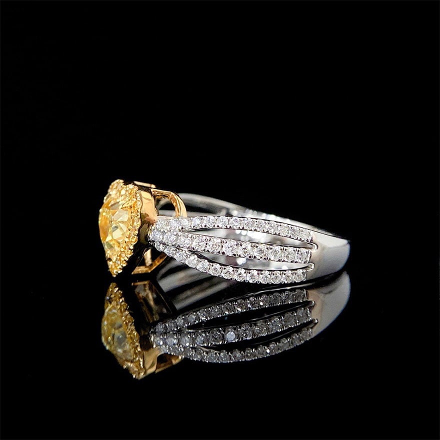 14k Gold 1.12 Ctw Natural Yellow Diamond & Diamond Ring - 5