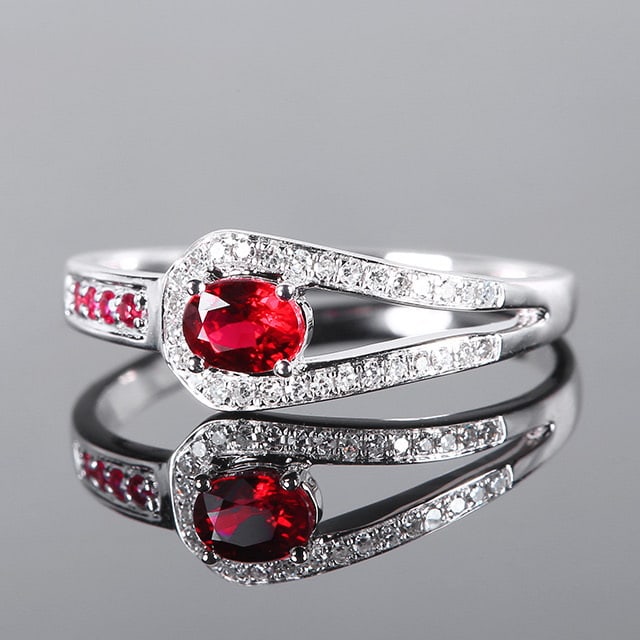 14k Gold 0.47 Ctw Vivid Red Natural Ruby & Diamond Ring - 3