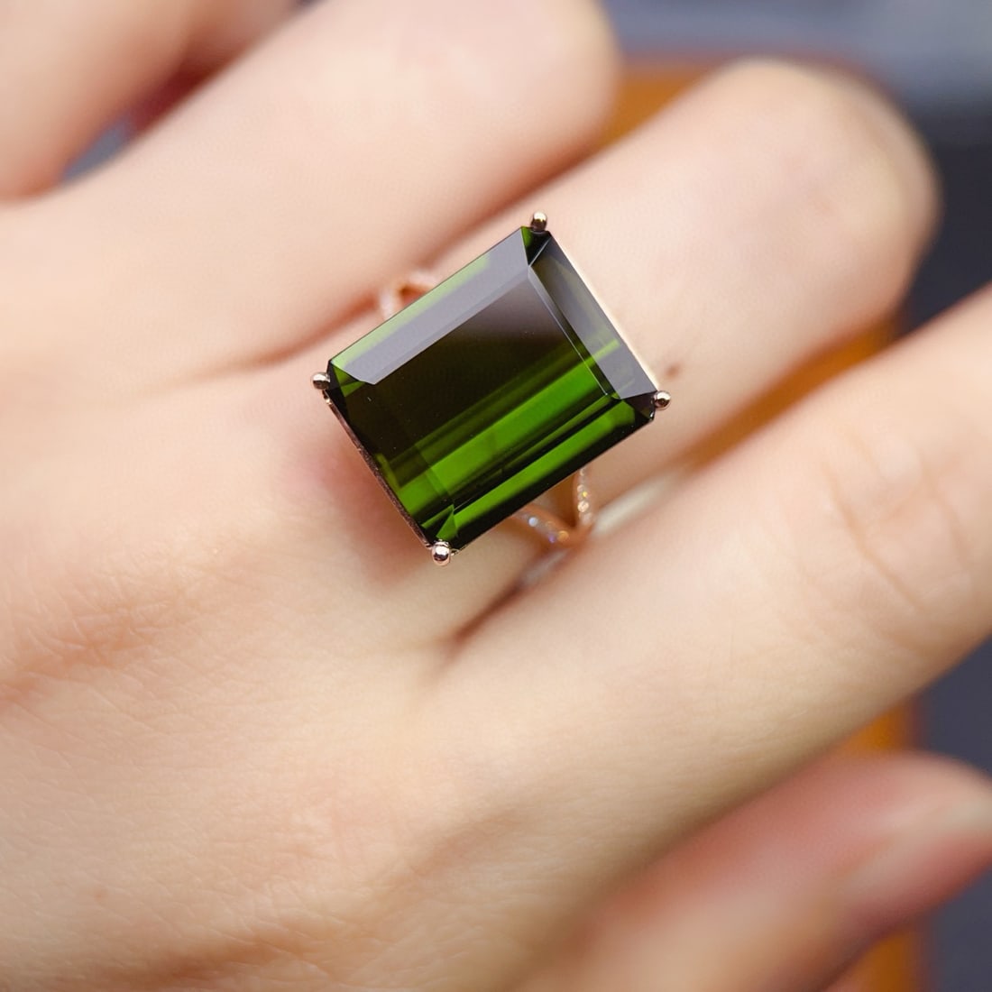 14k Gold 10.84 Ctw Natural Tourmaline & Diamond Ring - 4