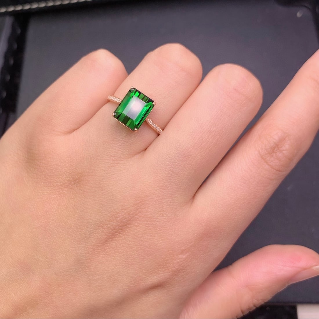 14k Gold 4.2 Ct Natural Tourmaline & Diamond Ring - 4