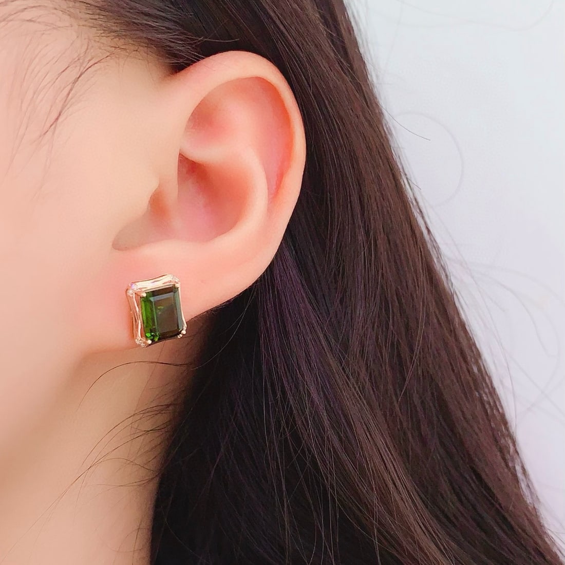 14k Gold 3.95 Ct Natural Tourmaline & Diamond Earrings - 6