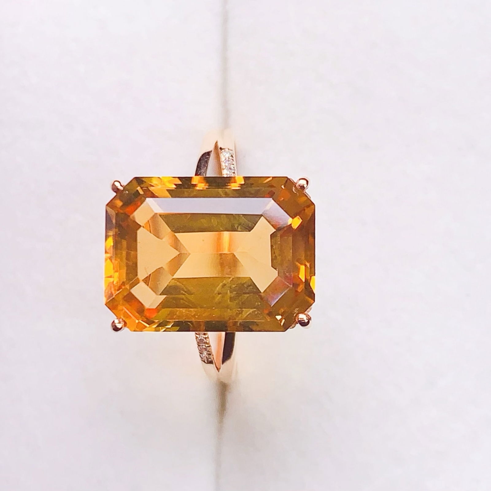 14k Gold 6.78 Ctw Natural Citrine & Diamond Ring - 2