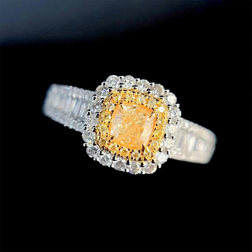 14k Gold 1.20 Ctw Natural Yellow Diamond & Diamond Ring - 3