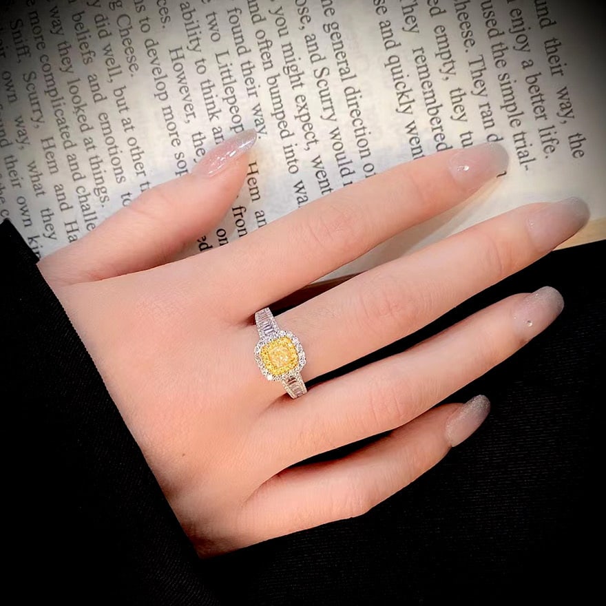 14k Gold 1.20 Ctw Natural Yellow Diamond & Diamond Ring - 7