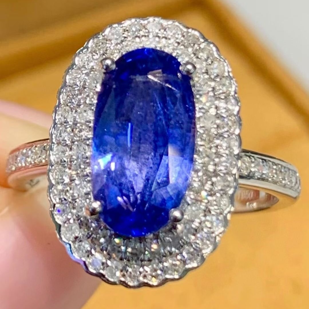 14k Gold 2.9 Ct Natural Sapphire & Diamond Ring - 2