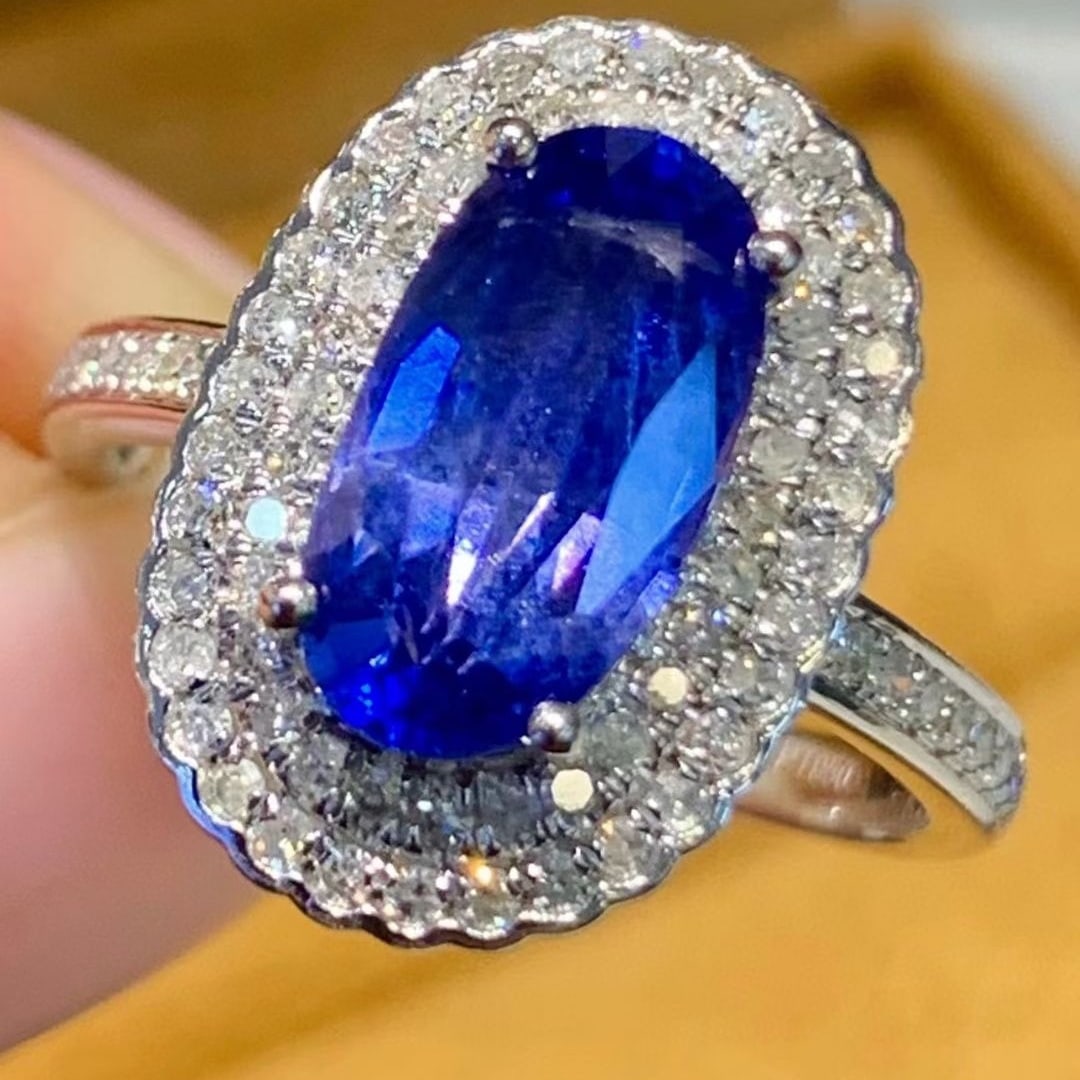 14k Gold 2.9 Ct Natural Sapphire & Diamond Ring - 3