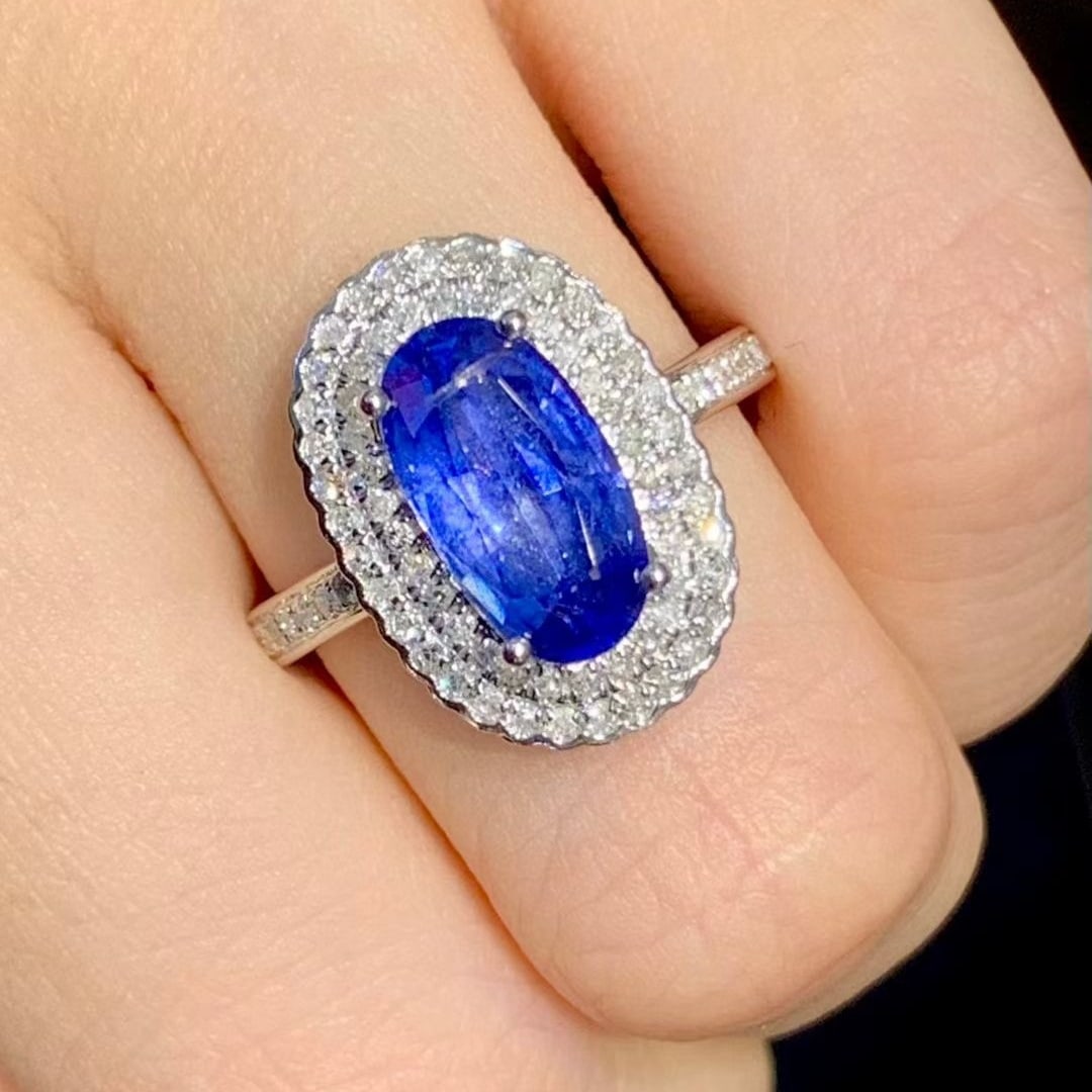 14k Gold 2.9 Ct Natural Sapphire & Diamond Ring - 5