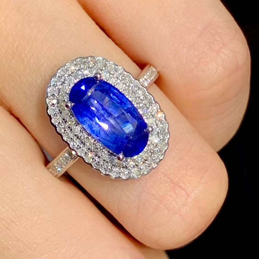 14k Gold 2.9 Ct Natural Sapphire & Diamond Ring - 6
