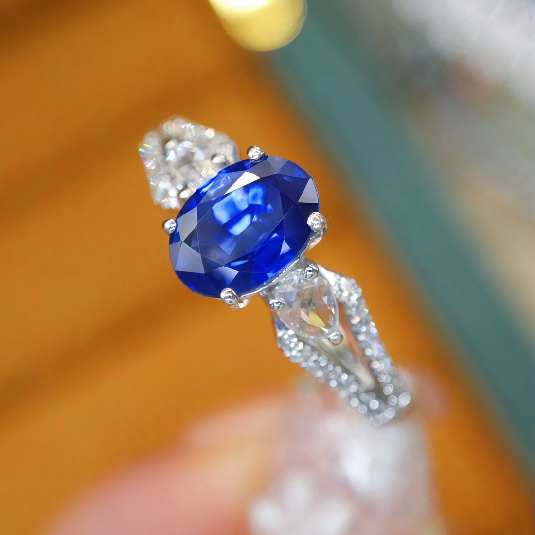 14k Gold 1.34 Ctw Natural Sapphire & Diamond Ring - 2