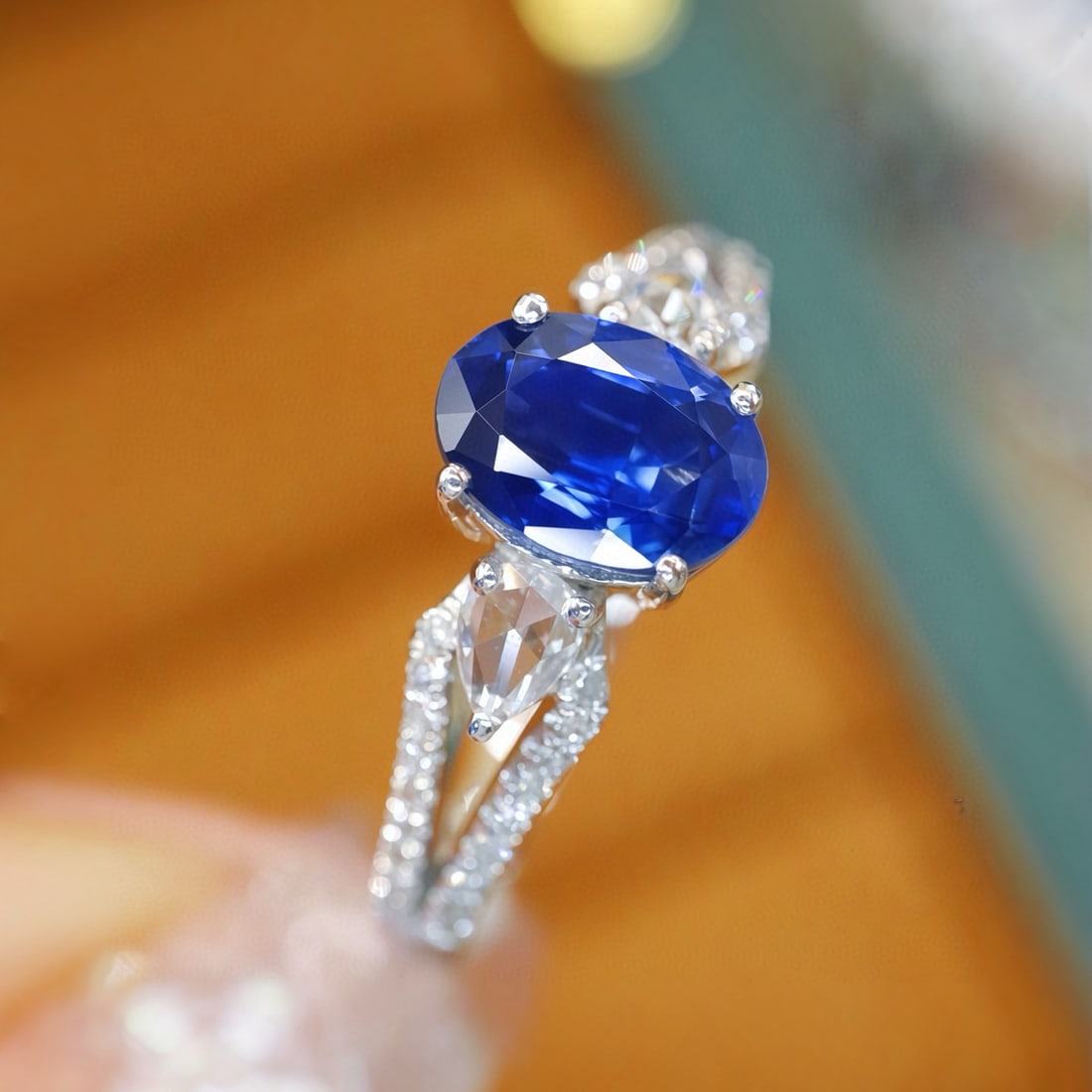 14k Gold 1.34 Ctw Natural Sapphire & Diamond Ring - 3