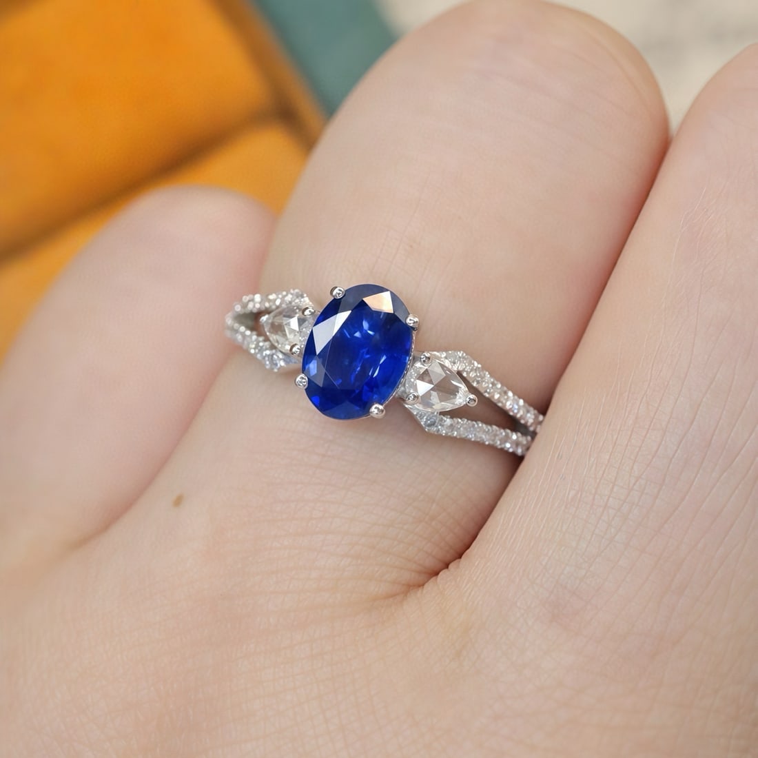 14k Gold 1.34 Ctw Natural Sapphire & Diamond Ring - 5