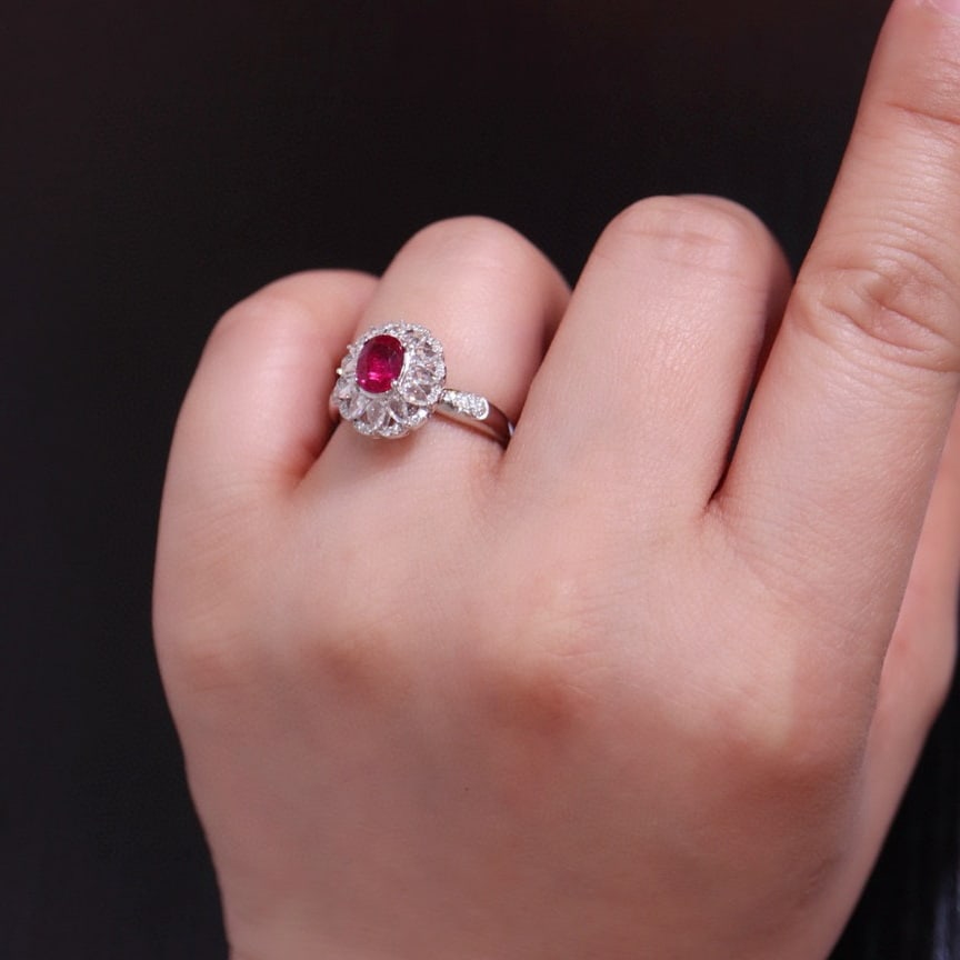 14k Gold 1 Ct Natural Ruby & Diamond Ring - 6