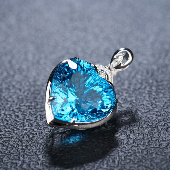 14k Gold 16.8 Ct Natural Topaz & Diamond Pendant( Without Chain ) - 6