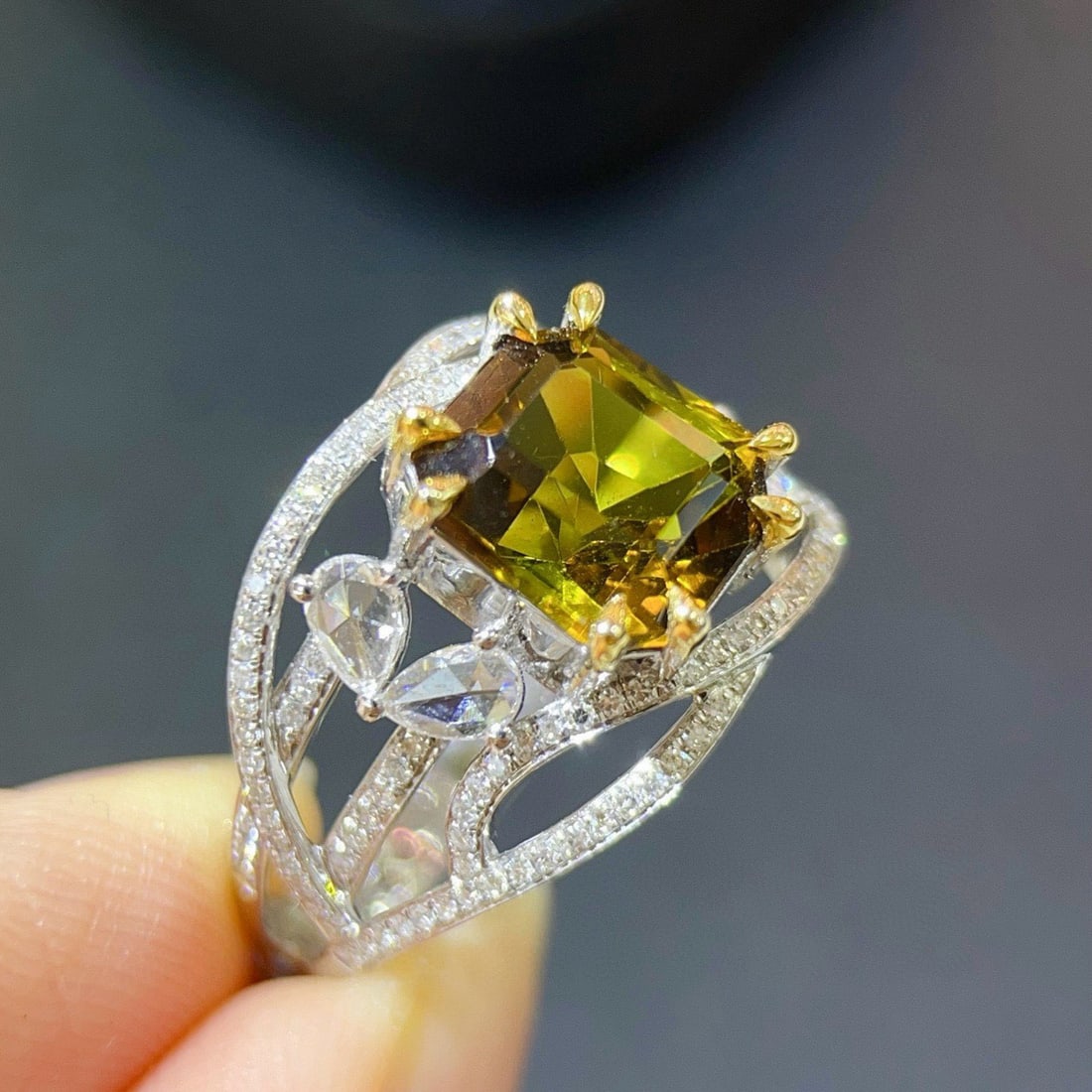 14k Gold 3.82 Ctw Natural Tourmaline & Diamond Ring - 2