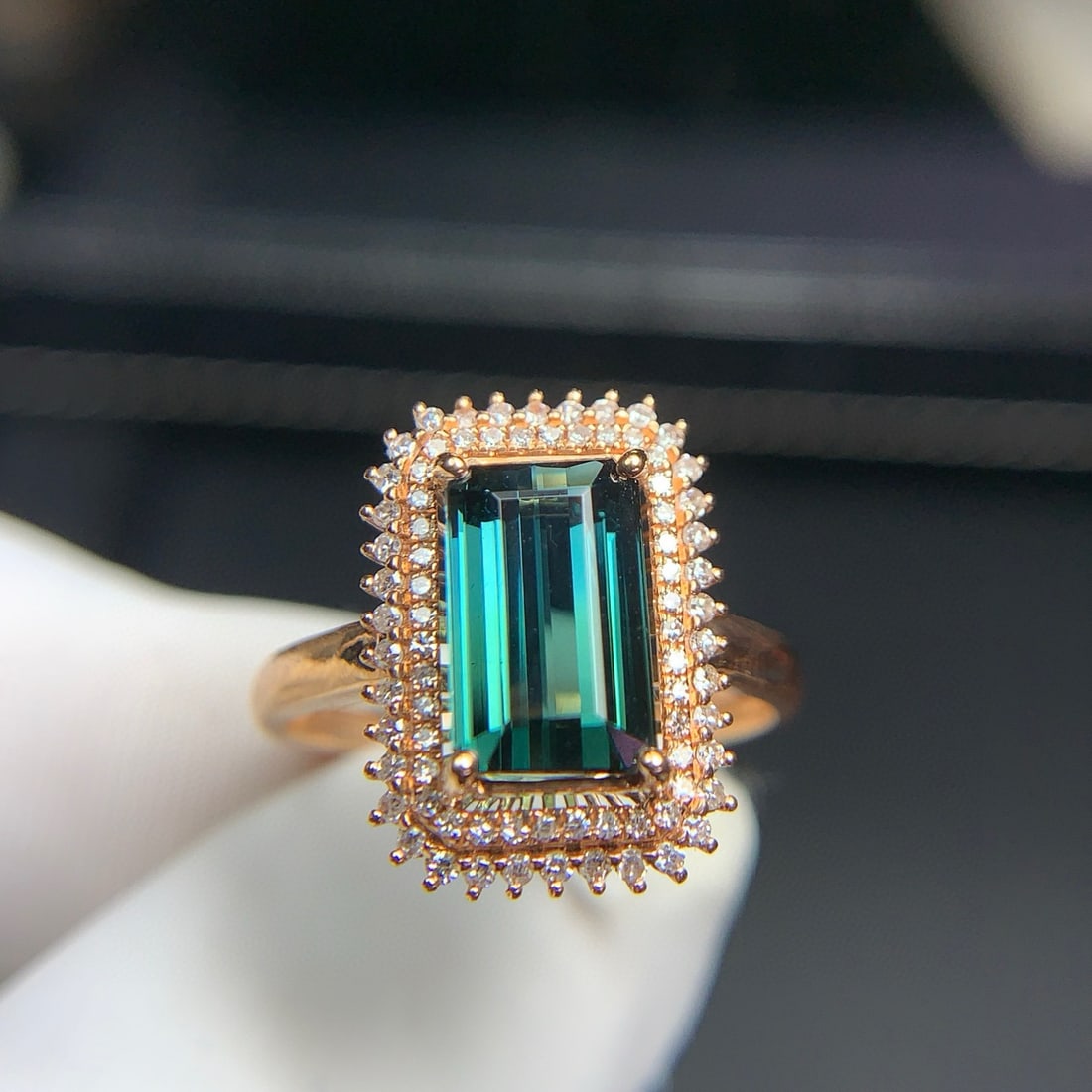 14k Gold 2.7 Ct Natural Tourmaline & Diamond Ring - 2